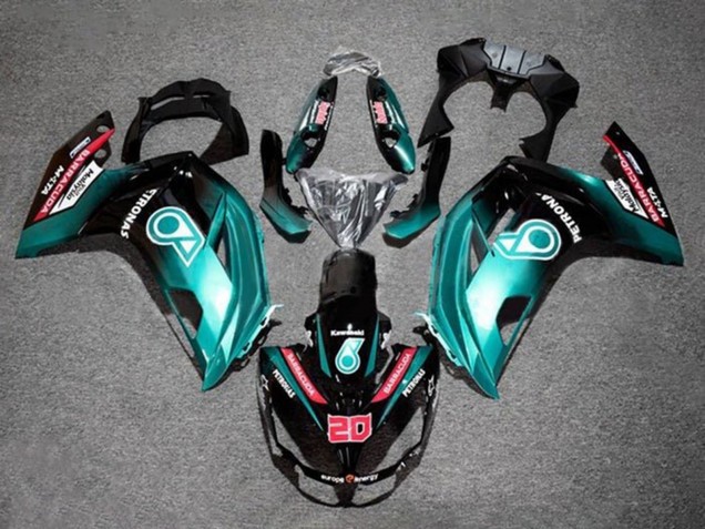 Lojas Carenagens Moto Kawasaki Ninja 650 EX650 2012-2016 - Azul Preto Brilhante Petronas