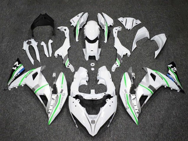 Lojas Carenagens Moto Kawasaki Ninja 650 EX650 2017-2019 - Branco Prata Verde Azul