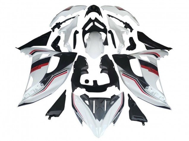 Lojas Carenagens Moto Kawasaki Ninja 650 EX650 2017-2019 - Branco Vermelho Preto Listra