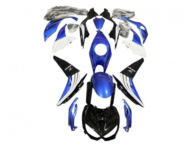 Lojas Carenagens Moto Kawasaki Z1000 2014-2019 - Azul Branco Preto Brilhante