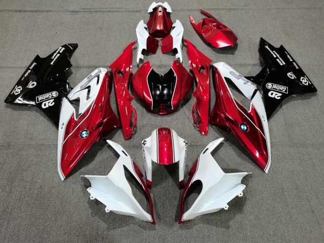 Lojas Carenagens Moto BMW S1000RR 2009-2014 - Branco Vermelho Preto Brilhante Castrol