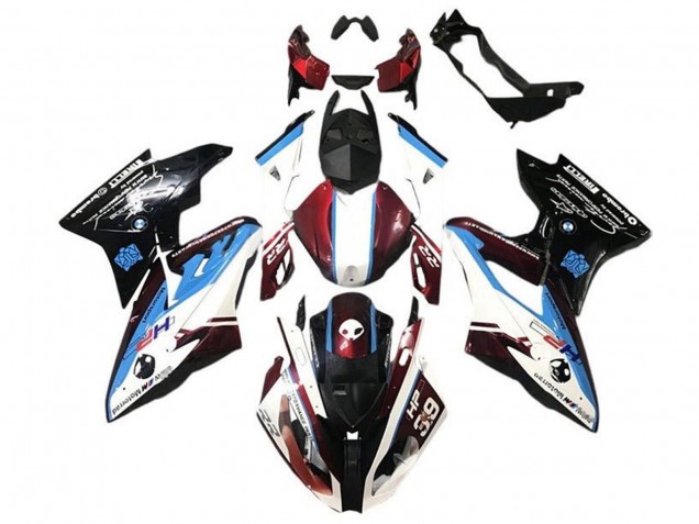 Lojas Carenagem Moto BMW S1000RR 2017-2018 - Branco Azul Vermelho Preto Brilhante