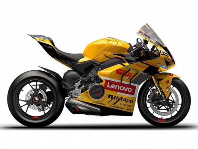 Lojas Carenagens Moto Ducati Panigale V4 V4S 2022-2024 - Amarelo Vermelho Lenovo