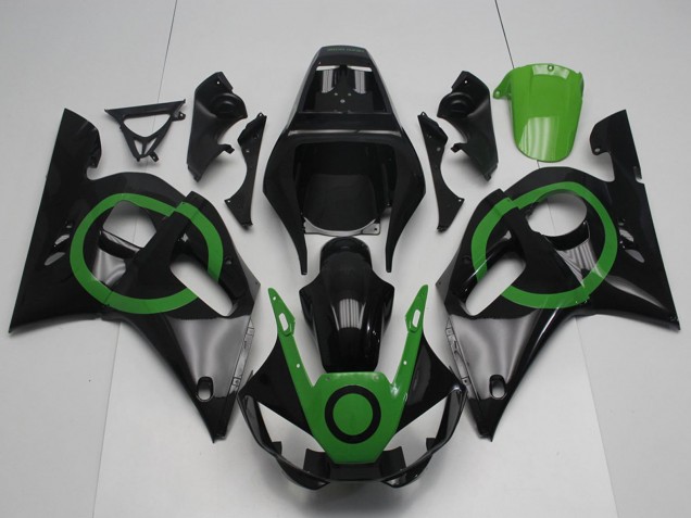 Lojas Carenagens Moto Yamaha YZF R6 1998-2002 - Preto Brilhante Verde Circle