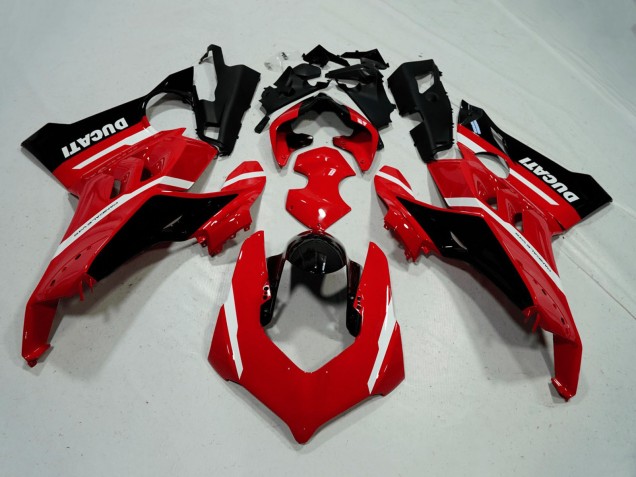 Lojas Carenagens Moto Ducati Panigale V4 V4S 2020-2021 - Vermelho Branco Preto Brilhante Listra