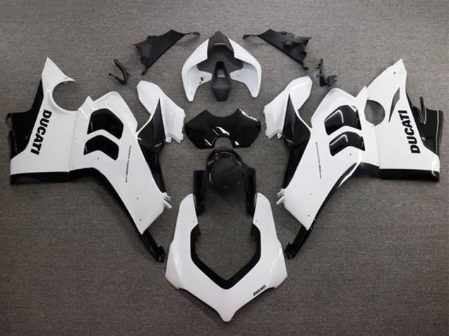 Lojas Carenagens Moto Ducati Panigale V4 V4S 2020-2021 - Branco Brilhante Preto Brilhante