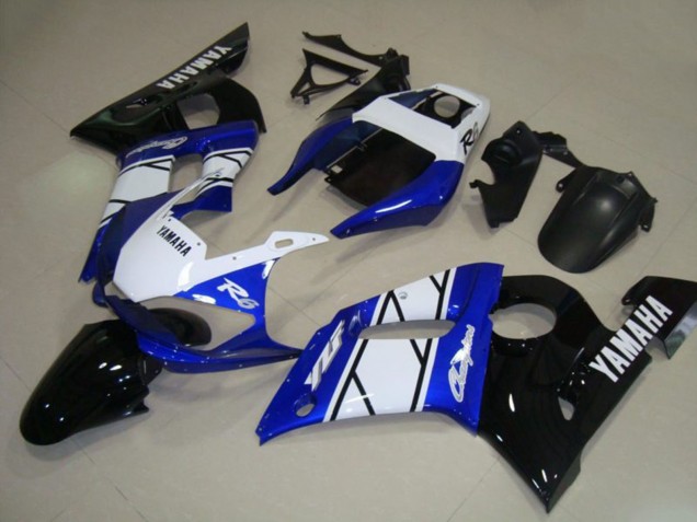 Lojas Carenagens Moto Yamaha YZF R6 1998-2002 - Branco Azul Preto Brilhante Champions