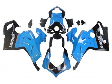 Lojas Carenagens Moto Ducati Panigale V4 V4S 2020-2021 - Azul Claro Laranja Preto Brilhante