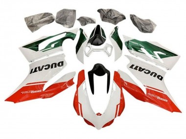 Lojas Carenagens Moto Ducati Panigale 899 2011-2014 - Branco Verde Vermelho Listra