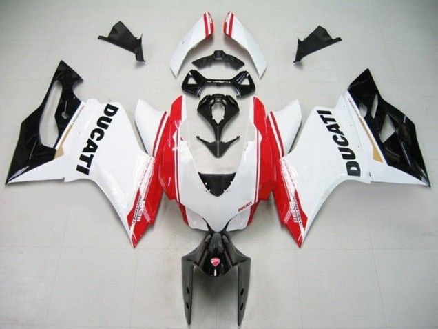 Lojas Carenagens Moto Ducati Panigale 1199 2011-2014 - Branco Vermelho Preto Brilhante Listra