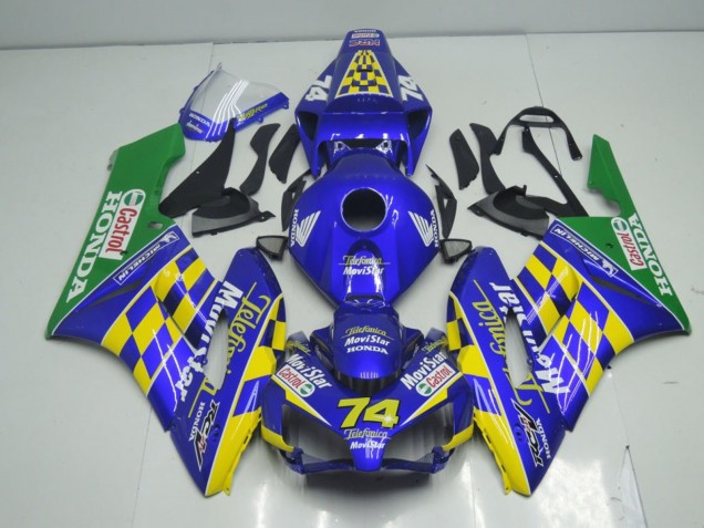 Lojas Carenagens Moto Honda CBR1000RR 2004-2005 - Azul Amarelo Verde MoviStar