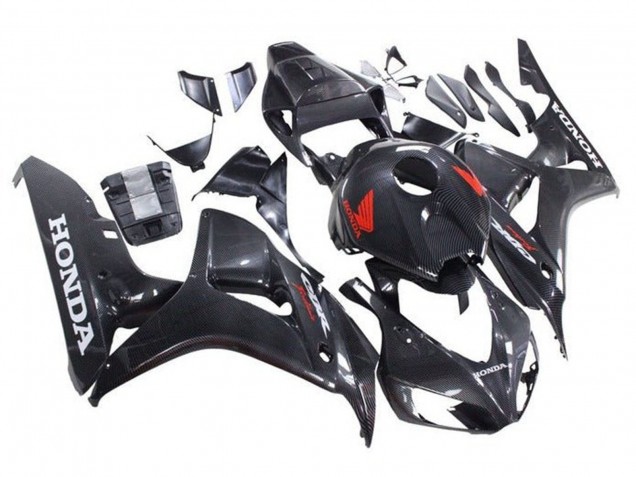 Lojas Carenagens Moto Honda CBR1000RR 2006-2007 - Falso Fibra de Carbono Vermelho Branco