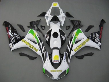 Lojas Carenagens Moto Honda CBR1000RR 2006-2007 - Branco Verde Amarelo Preto Brilhante Hannspree