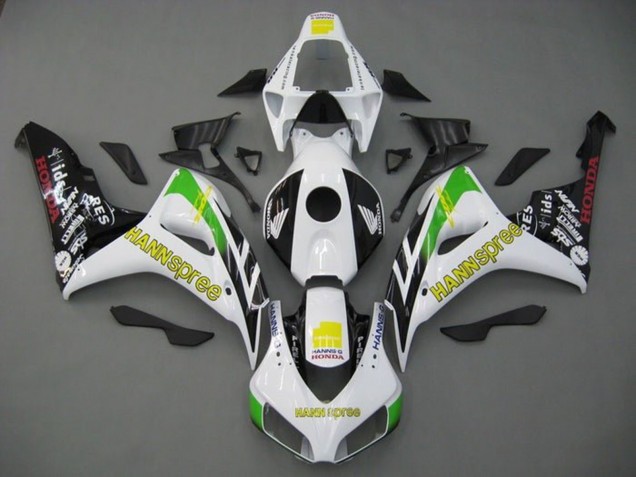 Lojas Carenagens Moto Honda CBR1000RR 2006-2007 - Branco Verde Amarelo Preto Brilhante Hannspree