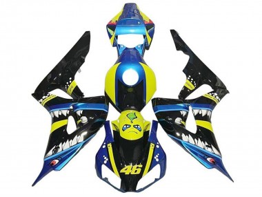 Lojas Carenagens Moto Honda CBR1000RR 2006-2007 - Azul Amarelo Preto Brilhante Tubarão 46