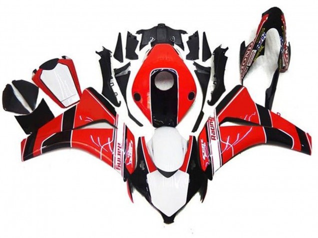 Lojas Carenagens Moto Honda CBR1000RR 2008-2011 - Vermelho Branco Preto Brilhante Listra