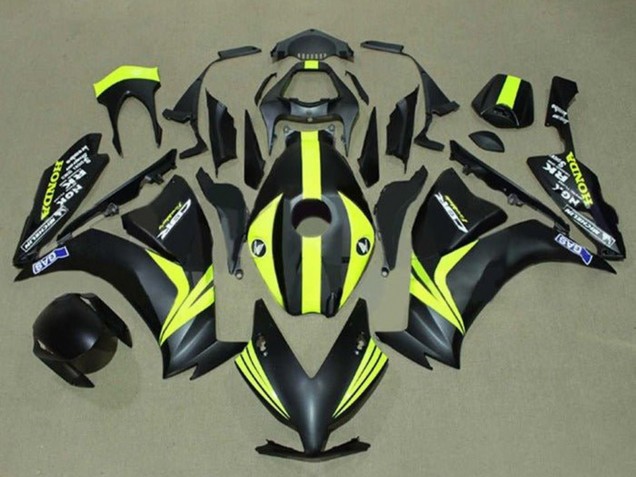 Lojas Carenagens Moto Honda CBR1000RR 2012-2016 - Preto Fosco Amarelo Listra