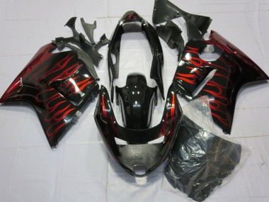 Lojas Carenagens Moto Honda CBR1100XX Blackbird 1996-2007 - Preto Brilhante Vermelho Chama