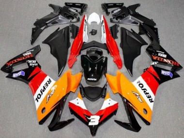 Lojas Carenagens Moto Honda CBR500R 2013-2015 - Laranja Branco Vermelho Preto Brilhante Repsol