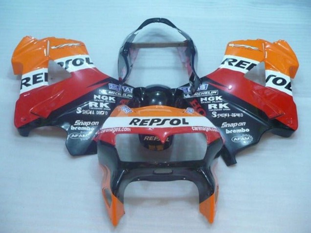 Lojas Carenagens Moto Honda VFR 800 1998-2001 - Laranja Branco Vermelho Preto Repsol