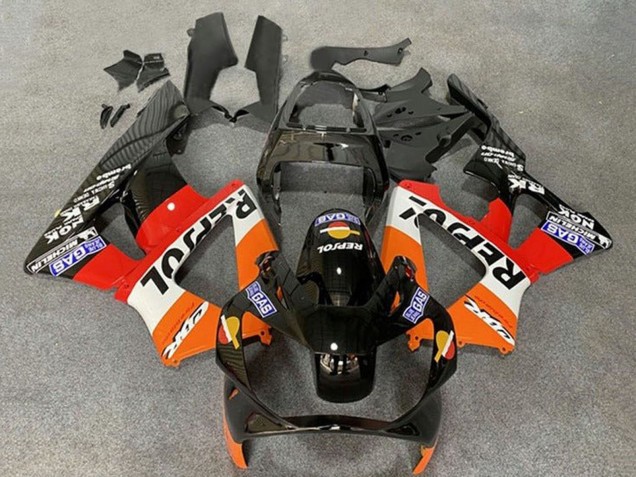 Lojas Carenagens Moto Honda CBR900RR 929 2000-2001 - Laranja Branco Vermelho Preto Brilhante Repsol