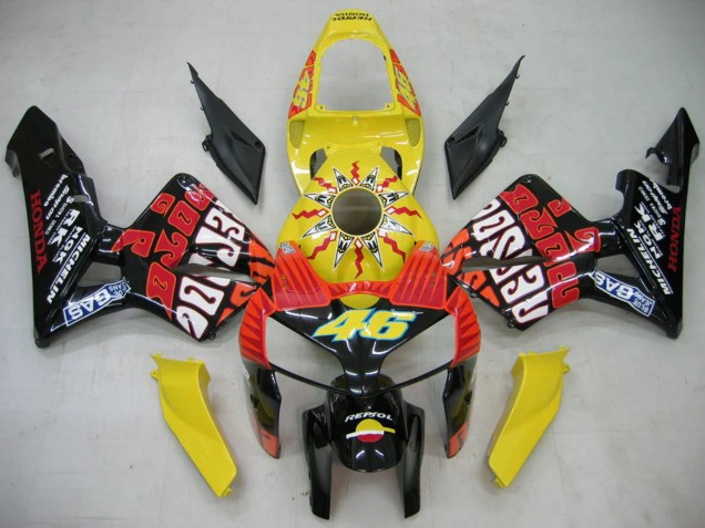 Lojas Carenagens Moto Honda CBR600RR 2005-2006 - Preto Amarelo Rossi