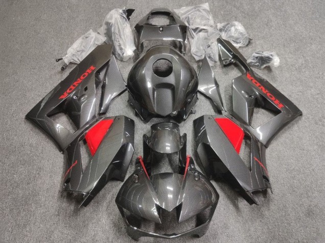 Lojas Carenagens Moto Honda CBR600RR 2013-2023 - Falso Fibra de Carbono Vermelho