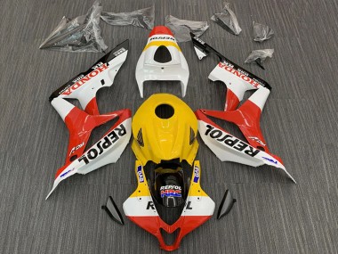 Lojas Carenagens Moto Honda CBR600RR 2007-2008 - Amarelo Branco Vermelho Preto Brilhante Repsol HRC