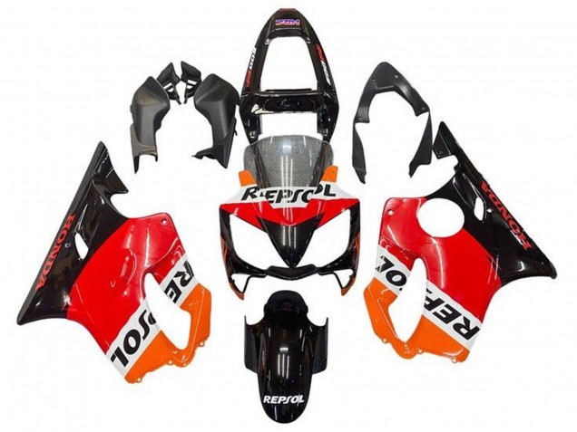 Lojas Carenagem Moto Honda CBR600 F4i 2001-2003 - Laranja Branco Vermelho Preto Brilhante Repsol