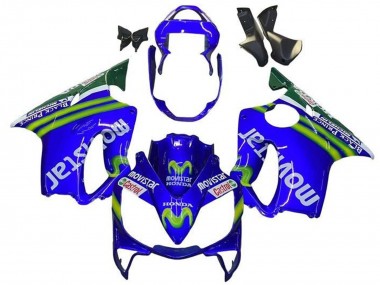 Lojas Carenagens Moto Honda CBR600 F4i 2001-2003 - Azul Verde Branco MoviStar