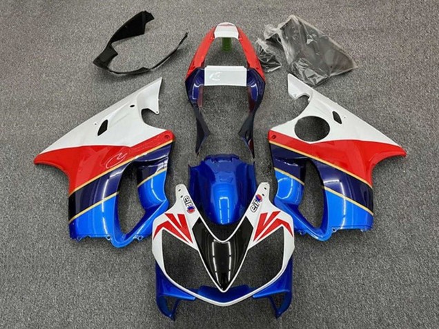 Lojas Carenagens Moto Honda CBR600 F4i 2001-2003 - Branco Vermelho Azul Azul Escuro