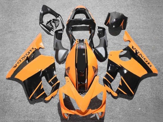 Lojas Carenagens Moto Honda CBR600 F4i 2001-2003 - Laranja Preto Brilhante Listra