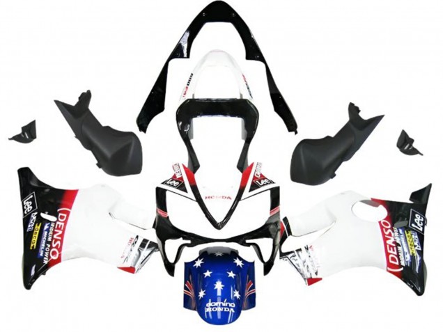 Lojas Carenagens Moto Honda CBR600 F4i 2001-2003 - Branco Azul Vermelho Preto Brilhante DENSO Star