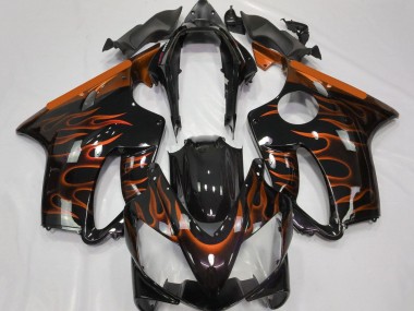Lojas Carenagens Moto Honda CBR600 F4i 2004-2007 - Preto Brilhante Laranja Chama
