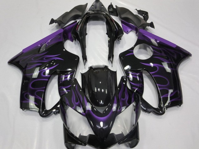 Lojas Carenagens Moto Honda CBR600 F4i 2004-2007 - Preto Brilhante Roxo Chama