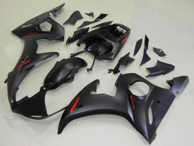 Lojas Carenagens Moto Yamaha YZF R6 2003-2004 - Preto Fosco Vermelho Decalques
