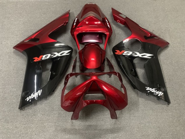 Lojas Carenagens Moto Kawasaki ZX6R 2003-2004 - Vermelho Preto Brilhante Branco Ninja