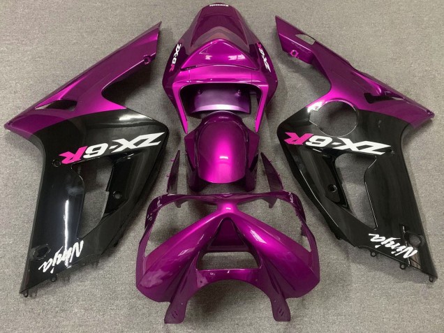 Lojas Carenagem Moto Kawasaki ZX6R 2003-2004 - Roxo Preto Brilhante