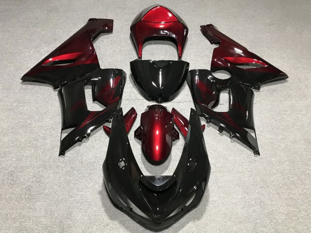 Lojas Carenagens Moto Kawasaki ZX6R 2005-2006 - Vermelho Preto Brilhante