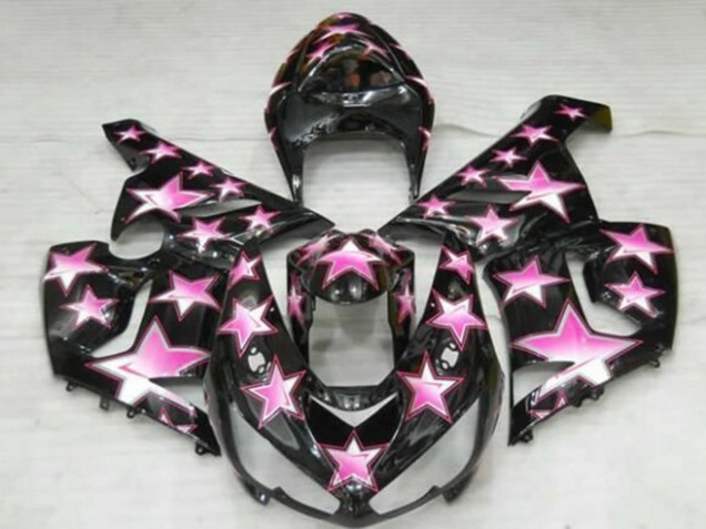 Lojas Carenagens Moto Kawasaki ZX6R 2005-2006 - Preto Rosa Estrela