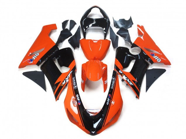 Lojas Carenagens Moto Kawasaki ZX6R 2005-2006 - Laranja Preto Elf