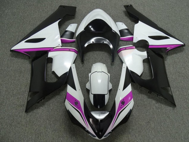 Lojas Carenagens Moto Kawasaki ZX6R 2005-2006 - Branco Preto Rosa