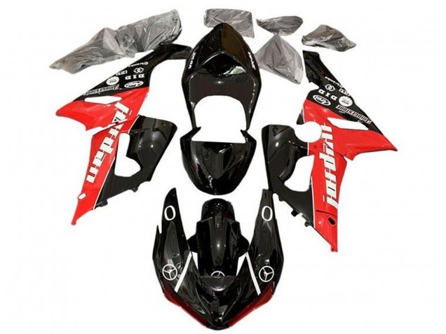 Lojas Carenagens Moto Kawasaki ZX6R 2005-2006 - Preto Brilhante Vermelho Branco Jordan