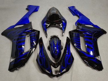 Lojas Carenagens Moto Kawasaki ZX6R 2007-2008 - Preto Azul Chama