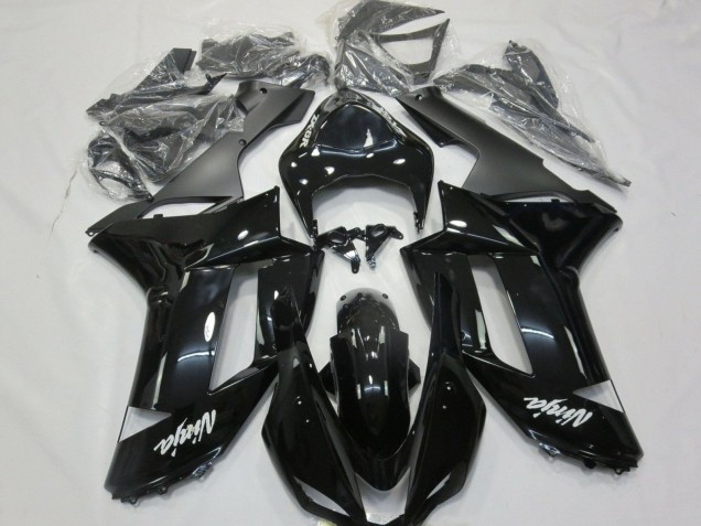 Lojas Carenagens Moto Kawasaki ZX6R 2007-2008 - Preto Brilhante Preto Fosco Branco Decalques