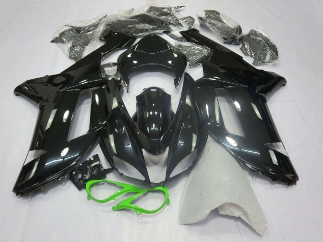 Lojas Carenagens Moto Kawasaki ZX6R 2007-2008 - Preto Brilhante Verde Néon