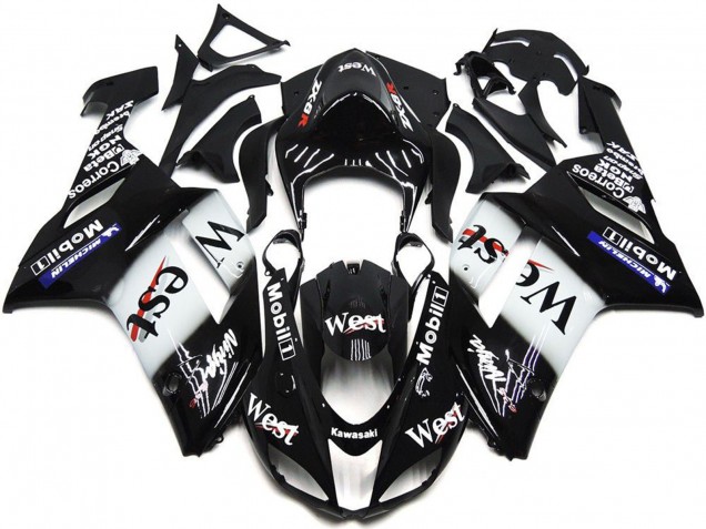 Lojas Carenagens Moto Kawasaki ZX6R 2007-2008 - Preto Branco West Mobil