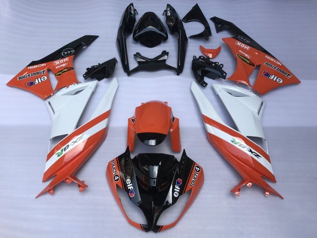 Lojas Carenagens Moto Kawasaki ZX6R 2007-2008 - Laranja Branco Preto