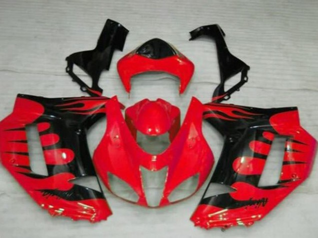 Lojas Carenagens Moto Kawasaki ZX6R 2007-2008 - Vermelho Preto Chama