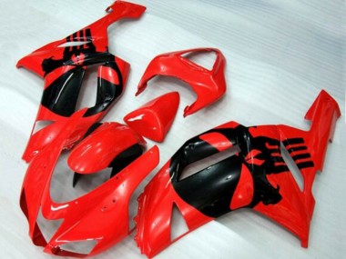 Lojas Carenagens Moto Kawasaki ZX6R 2007-2008 - Vermelho Preto Crânio